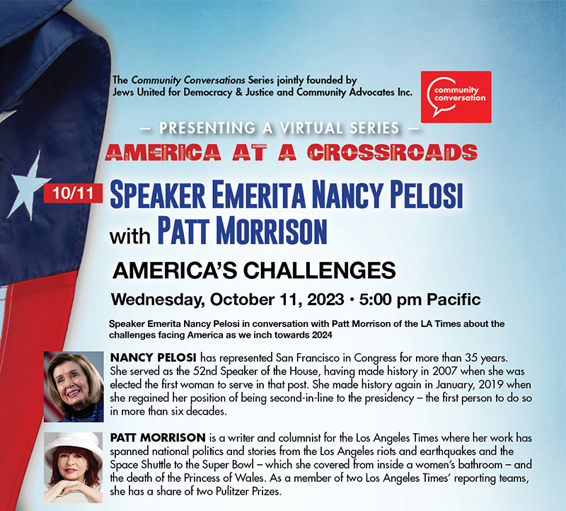 October 11: Speaker Emerita Nancy Pelosi with Patt Morrison