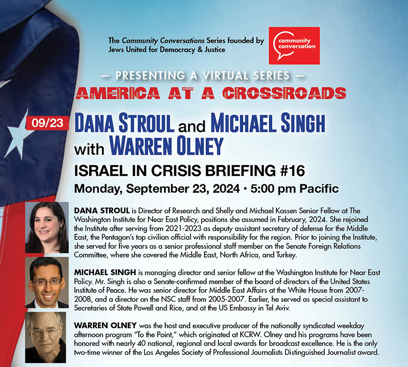 U.S. Middle East Policy, Iran’s Role, and Regional Stability With Dana Stroul and Michael Singh with Warren Olney