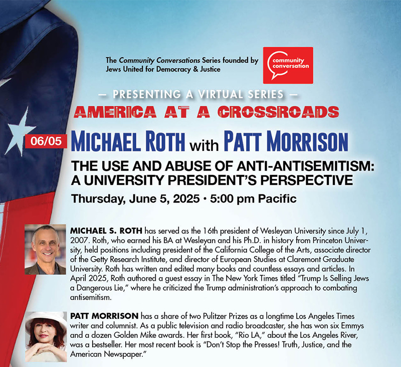 June 5: Michael Roth with Patt Morrison