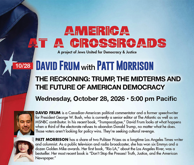 October 28 – David Frum with Patt Morrison